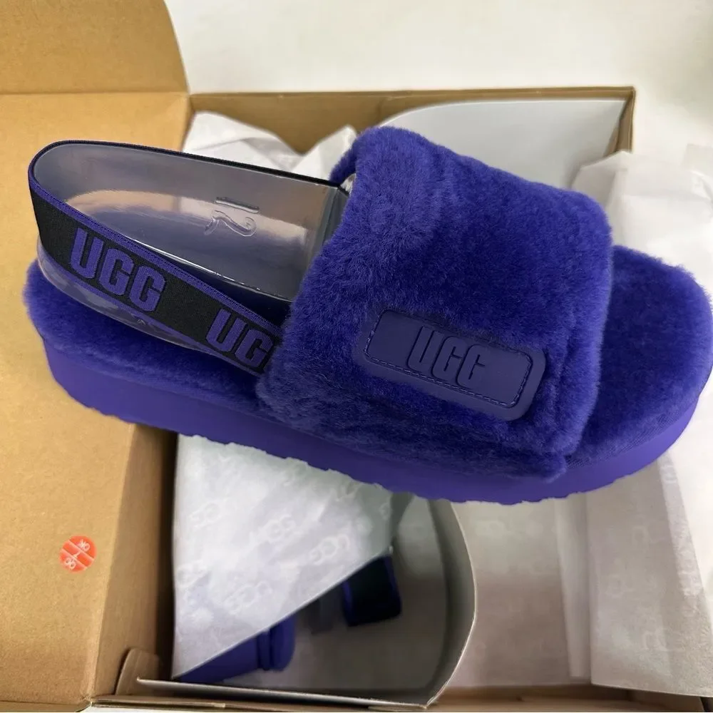 New Ugg Disco Slide Flatform Platform Sandal Slippers Violet Night - Picture 2 of 6